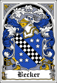 German Wappen Coat of Arms Bookplate for Becker