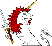 Demi Unicorn Regardant Hold Two Handed Sword