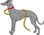 Greyhound Statant Collared Chained