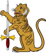 Tiger Sejant Erect Sword Betw the Paws