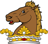 Family crest from England for Abbot Crest - Out of a Ducal Coronet, a Horse