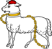 Lamb Statant Coll and Chained