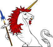 Demi Unicorn Regardant Hold Pique de Guarde