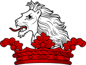 Family crest from England for Acland - Fuller (Somersetshire Baronet) Crest - Out of A Ducal Crown, a Lion