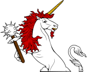 Demi Unicorn Regardant Holding Spiked Mace