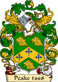 English or Welsh Family Coat of Arms (v.23) for Peake 1668 (or Peak)
