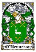 Irish Coat of Arms Bookplate for O'Hennessy