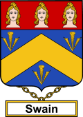 English Coat of Arms Shield Badge for Swain or Swayne