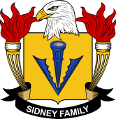 Coat of arms used by the Sidney family in the United States of America