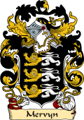 English or Welsh Family Coat of Arms (v.23) for Mervyn (or Mervin)