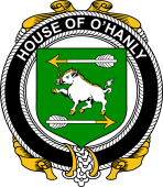 Irish Coat of Arms Badge for the O'HANLY family