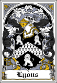 Irish Coat of Arms Bookplate for Lyons