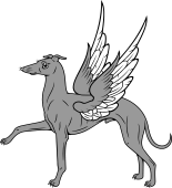 Greyhound Passant Winged