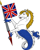 Sea-Horse Erect Holding Union Jack