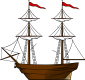 Ship Sails Furled 2 Masts