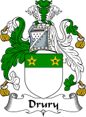 English Coat of Arms for the family Drury