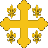 Cross, Bottonee Cantoned with Fleur de Lis