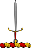 Family crest from Scotland for Aberherdour, Aberkerder, Aberkerdor, Aberkerdour (Scotland) Crest - Sword in Pale