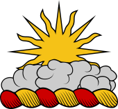 Family crest from England for Abram Crest - Sun Rising from a Cloud
