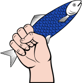 Hand Holding Fish in Bend Sinister