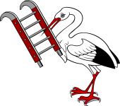 Stork Close Holding Scaling Ladder