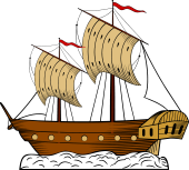 Ship full sail two masts 3