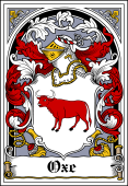 Danish Coat of Arms Bookplate for Oxe