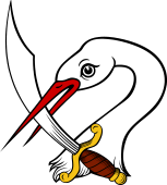 Stork Head Erased Holding Scimitar