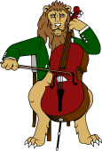Symphony Lions Clipart image: Lion playing Cello
