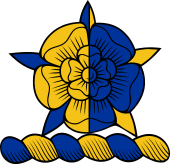Family crest from England for Abcot or Abcott Crest - Rose per pale, barbed counterchanged
