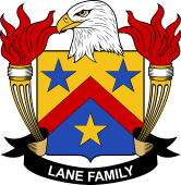 Coat of arms used by the Lane family in the United States of America