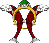 Salmon (2) Embowed Adossee Interlaced with Ring