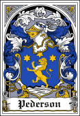 Danish Coat of Arms Bookplate for Pederson (Pedersen)