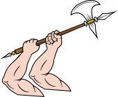 Two Arms Embowed Holding Battleaxe