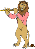 Symphony Lions Clipart image: Lion playing Flute