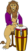 Symphony Lions Clipart image: Lion playing Conga Drum