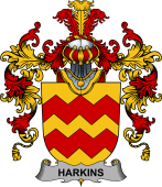 Irish Family Coat of Arms (v.25b) Harkins or O'Harkin