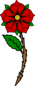 Heraldic Rose stalked and leaved 2