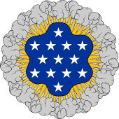 A Glory, Or, Breaking Through a Cloud, Proper, and Surrounding Thirteen Mullets, Forming a Constellation, Argent, on an Azure Field