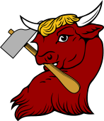 Bull Head Erased Holding Hammer