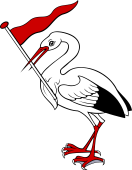 Stork Close Holding Pennon and Pole