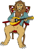 Symphony Lions Clipart image: Lion playing Mandolin