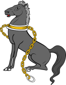 Horse Sejant and Collared and Chained