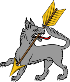Wolf Passant Reguardant-Arrow in its mouth