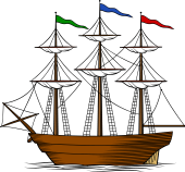 Ship Sails Furled-3 Masts