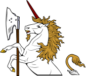 Demi Unicorn Holding Battle Axe