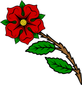Heraldic Rose stalked and leaved