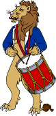 Symphony Lions Clipart image: Lion playing Foot Drum