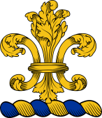 Family crest from England for Absalem, Absolom, Absolon Crest - A Fleur-de-lis