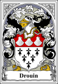 French Coat of Arms Bookplate for Drouin
